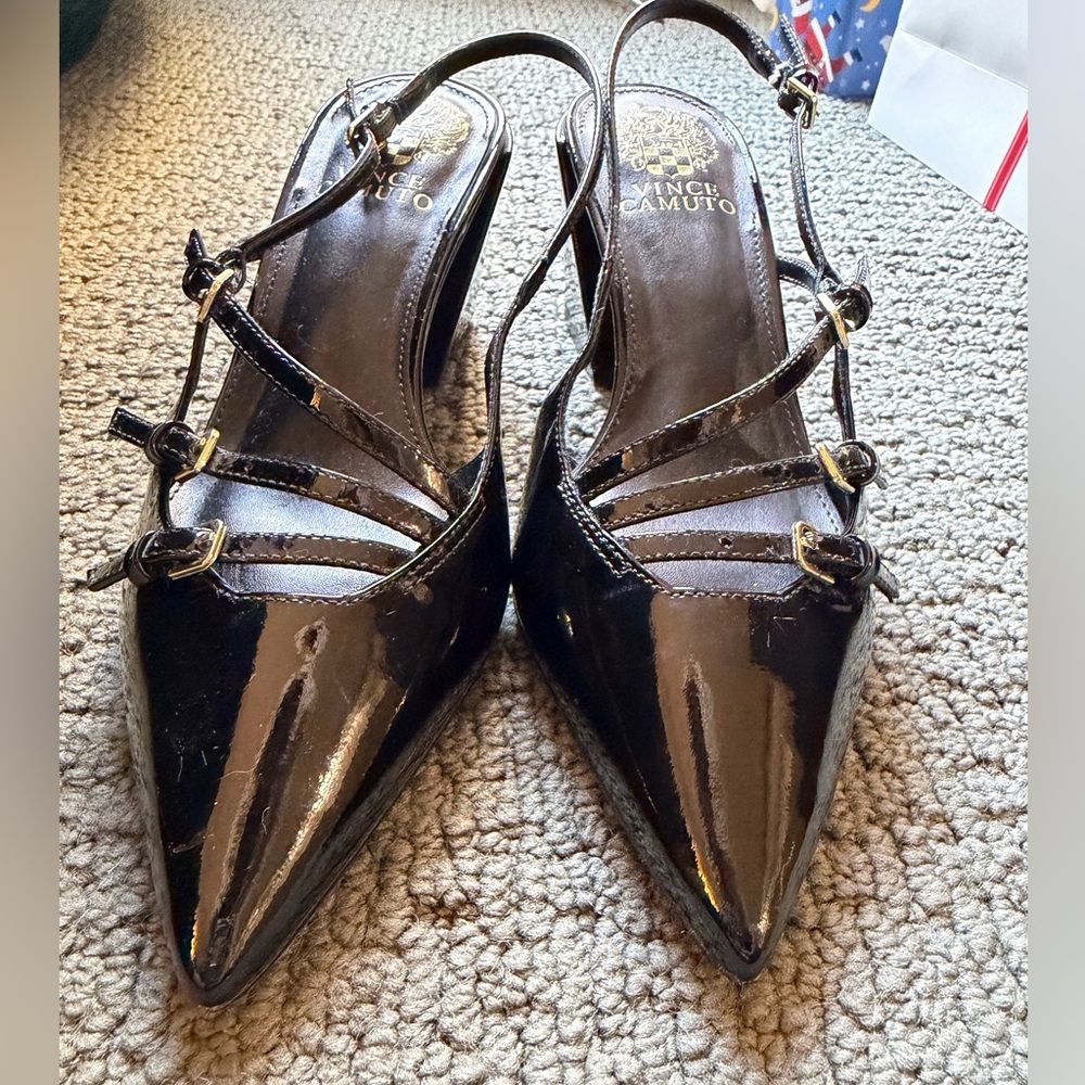 Vince Camuto Black Patent Strappy Heels